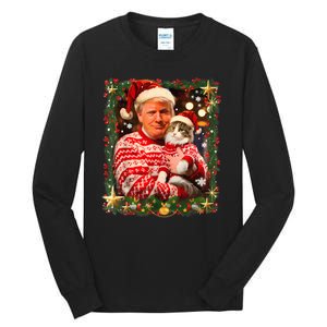 Funny Trump Christmas Sweater For Cat Lovers Tall Long Sleeve T-Shirt