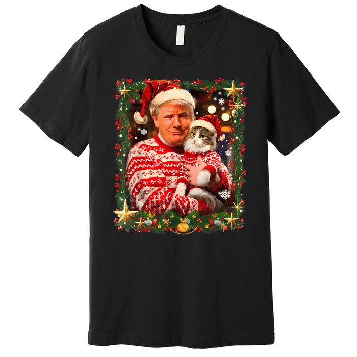 Funny Trump Christmas Sweater For Cat Lovers Premium T-Shirt