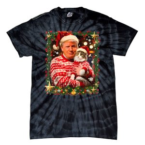 Funny Trump Christmas Sweater For Cat Lovers Tie-Dye T-Shirt