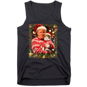 Funny Trump Christmas Sweater For Cat Lovers Tank Top