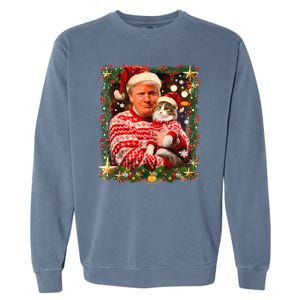 Funny Trump Christmas Sweater For Cat Lovers Garment-Dyed Sweatshirt