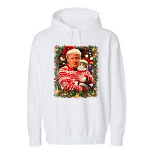 Funny Trump Christmas Sweater For Cat Lovers Garment-Dyed Fleece Hoodie