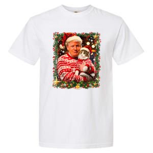 Funny Trump Christmas Sweater For Cat Lovers Garment-Dyed Heavyweight T-Shirt