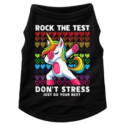 Funny Test Day Rock The Test Dabbing Unicorn Doggie Tank