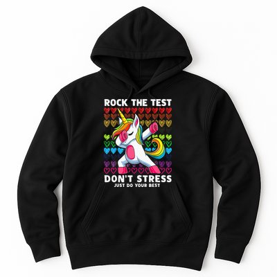 Funny Test Day Rock The Test Dabbing Unicorn Hoodie
