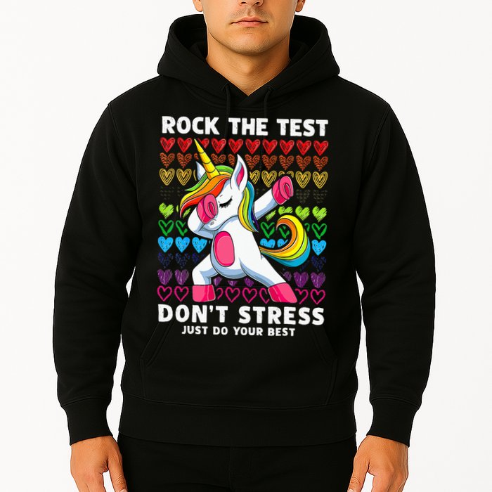Funny Test Day Rock The Test Dabbing Unicorn Hoodie