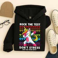 Funny Test Day Rock The Test Dabbing Unicorn Hoodie