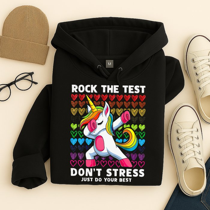Funny Test Day Rock The Test Dabbing Unicorn Hoodie