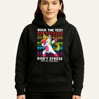 Funny Test Day Rock The Test Dabbing Unicorn Hoodie