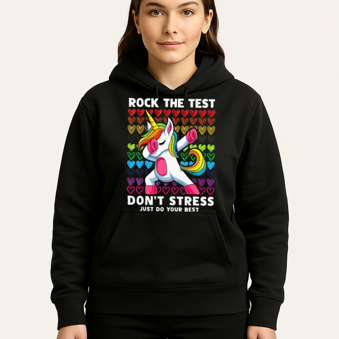 Funny Test Day Rock The Test Dabbing Unicorn Hoodie