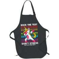 Funny Test Day Rock The Test Dabbing Unicorn Apron