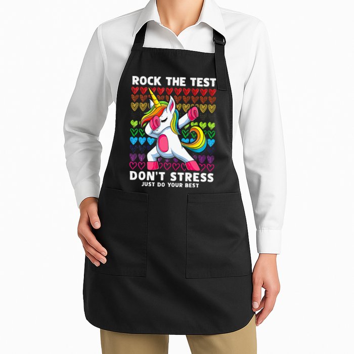 Funny Test Day Rock The Test Dabbing Unicorn Apron