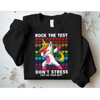 Funny Test Day Rock The Test Dabbing Unicorn Sweatshirt