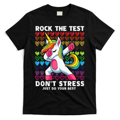 Funny Test Day Rock The Test Dabbing Unicorn T-Shirt