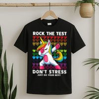Funny Test Day Rock The Test Dabbing Unicorn T-Shirt