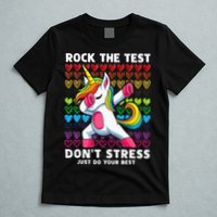 Funny Test Day Rock The Test Dabbing Unicorn T-Shirt