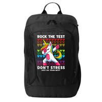 Funny Test Day Rock The Test Dabbing Unicorn City Backpack