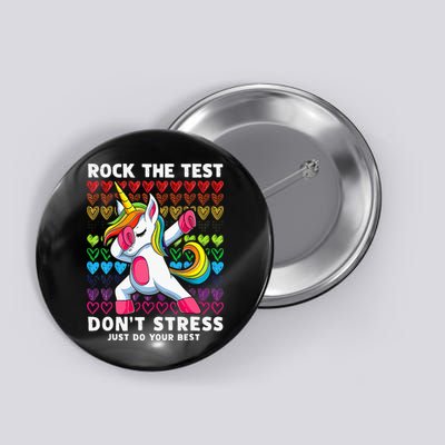 Funny Test Day Rock The Test Dabbing Unicorn Button