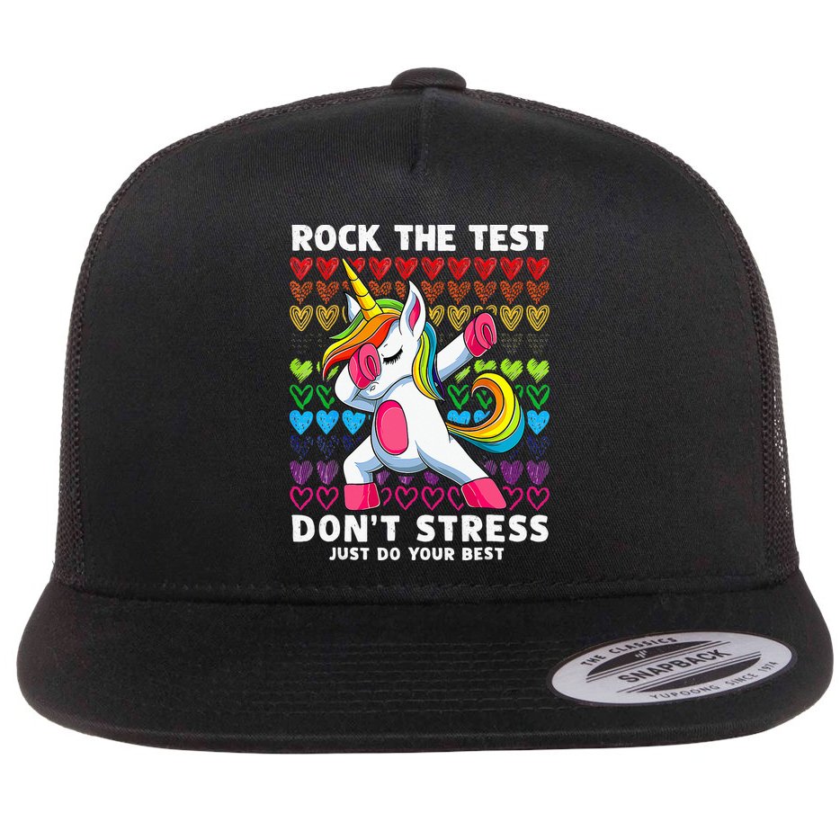 Funny Test Day Rock The Test Dabbing Unicorn Flatbill Hat