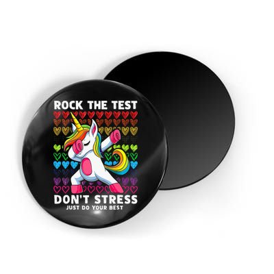 Funny Test Day Rock The Test Dabbing Unicorn Magnet