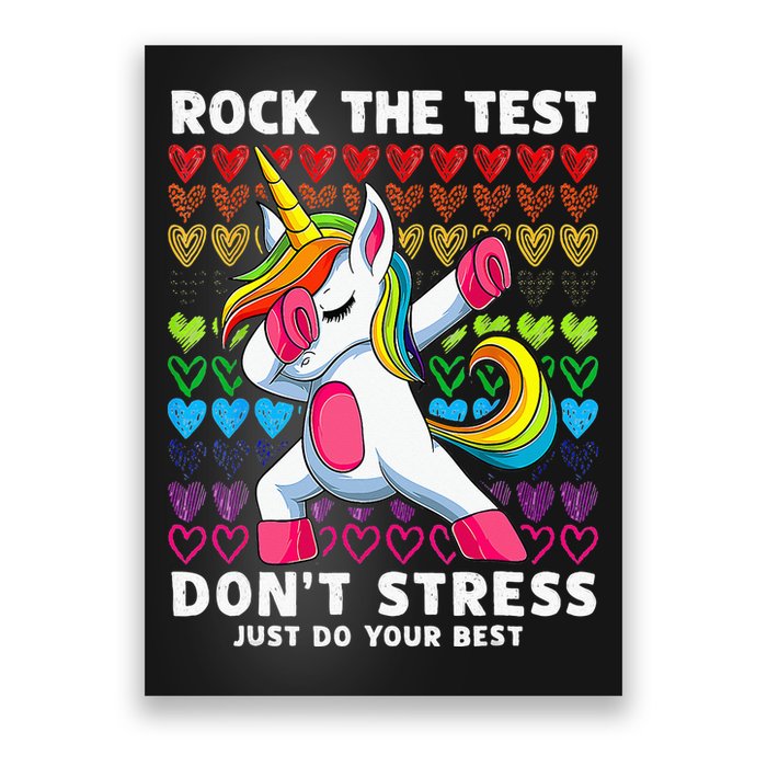 Funny Test Day Rock The Test Dabbing Unicorn Poster