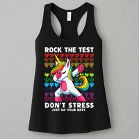 Funny Test Day Rock The Test Dabbing Unicorn Womens Tank Top