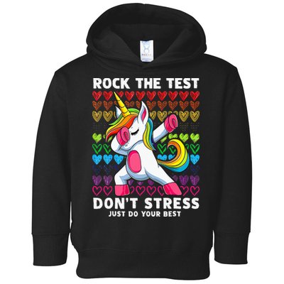 Funny Test Day Rock The Test Dabbing Unicorn Toddler Hoodie