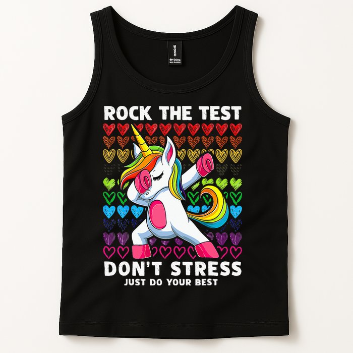Funny Test Day Rock The Test Dabbing Unicorn Tank Top
