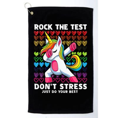Funny Test Day Rock The Test Dabbing Unicorn Golf Towel