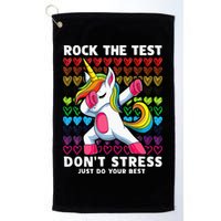 Funny Test Day Rock The Test Dabbing Unicorn Golf Towel
