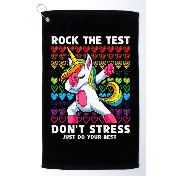 Funny Test Day Rock The Test Dabbing Unicorn Golf Towel