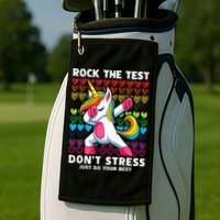 Funny Test Day Rock The Test Dabbing Unicorn Golf Towel