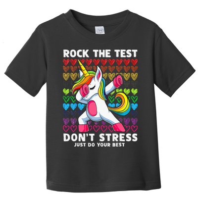 Funny Test Day Rock The Test Dabbing Unicorn Toddler T-Shirt