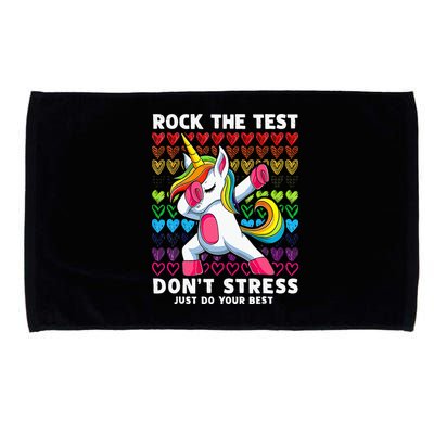 Funny Test Day Rock The Test Dabbing Unicorn Microfiber Hand Towel