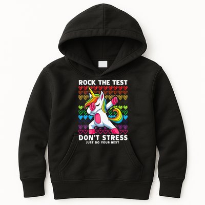 Funny Test Day Rock The Test Dabbing Unicorn Kids Hoodie