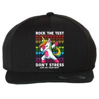 Funny Test Day Rock The Test Dabbing Unicorn Wool Snapback Cap