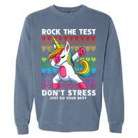 Funny Test Day Rock The Test Dabbing Unicorn Garment-Dyed Sweatshirt