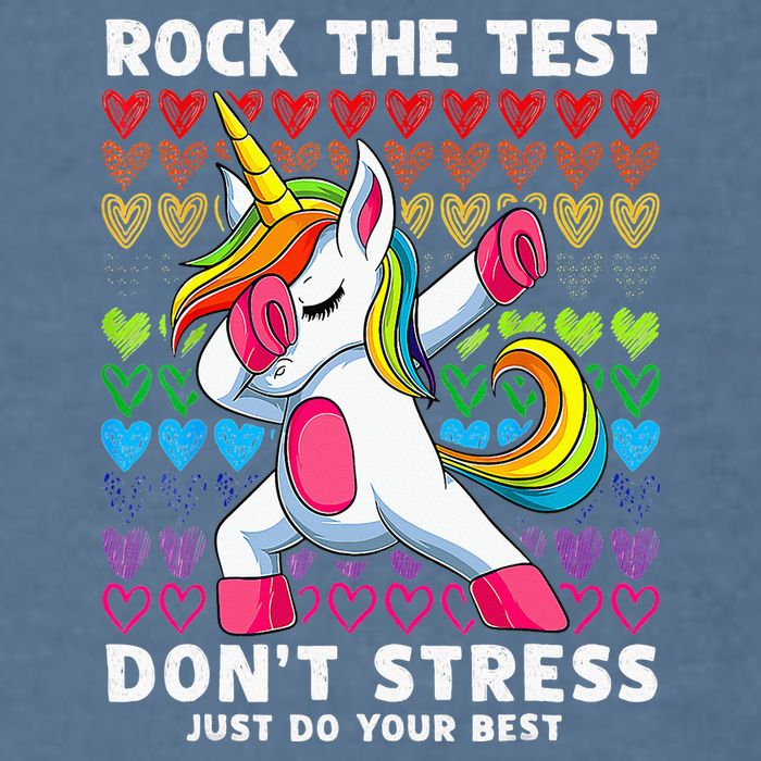 Funny Test Day Rock The Test Dabbing Unicorn Garment-Dyed Sweatshirt