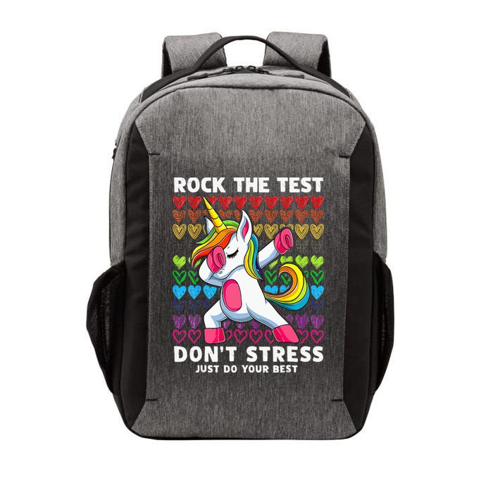 Funny Test Day Rock The Test Dabbing Unicorn Vector Backpack