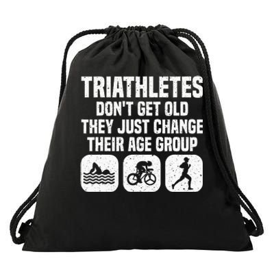 Funny Triathlon Design Women Triathletes Swim Bike Run Drawstring Bag