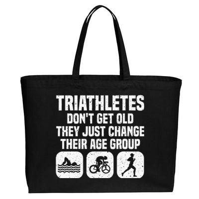 Funny Triathlon Design Women Triathletes Swim Bike Run Cotton Canvas Jumbo Tote