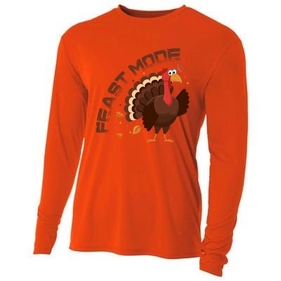 Funny Turkey Day Fall Feast Mode Gift Cooling Performance Long Sleeve Crew