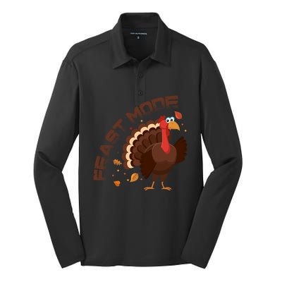 Funny Turkey Day Fall Feast Mode Gift Silk Touch Performance Long Sleeve Polo