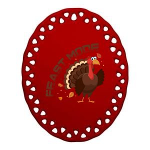 Funny Turkey Day Fall Feast Mode Gift Ceramic Oval Ornament