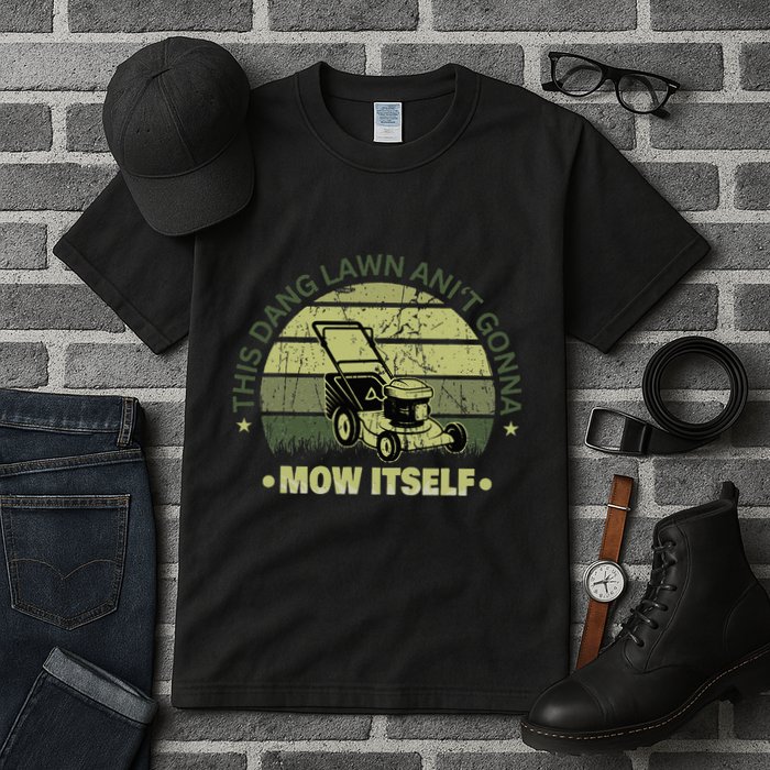 Funny This Dang Lawn Aint Gonna Mow Itself Grass Cutting Tall T-Shirt