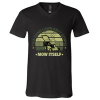 Funny This Dang Lawn Aint Gonna Mow Itself Grass Cutting V-Neck T-Shirt