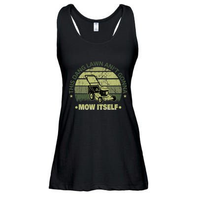 Funny This Dang Lawn Aint Gonna Mow Itself Grass Cutting Ladies Essential Flowy Tank