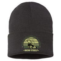 Funny This Dang Lawn Aint Gonna Mow Itself Grass Cutting Sustainable Knit Beanie