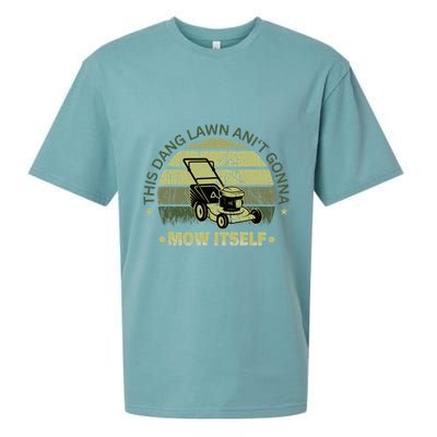 Funny This Dang Lawn Aint Gonna Mow Itself Grass Cutting Sueded Cloud Jersey T-Shirt