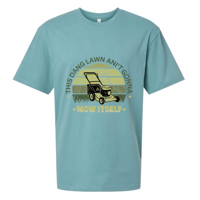 Funny This Dang Lawn Aint Gonna Mow Itself Grass Cutting Sueded Cloud Jersey T-Shirt